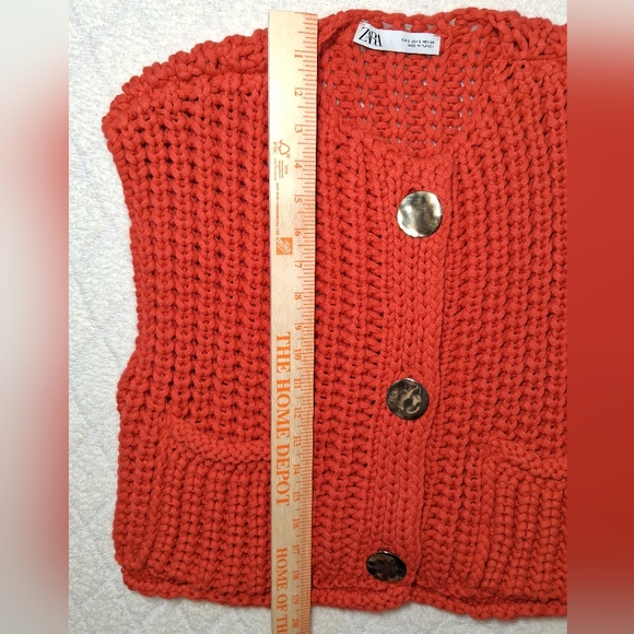 Zara Women's Vibrant Coral Knit Cardigan - Picture 5 of 8